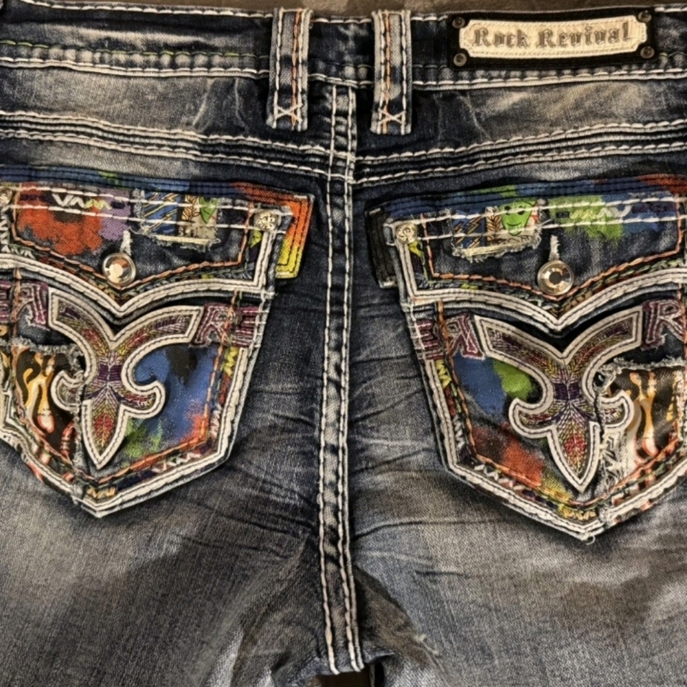 🤘NeW🥰 ROCK REVIVAL HARLOW LIMITED EDITION EMBROIDERED SKINNY JEANS 29 - Picture 6 of 16